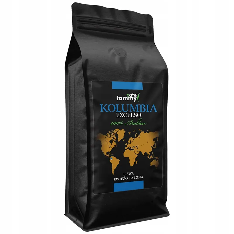 Kawa ziarnista 1kg Kolumbia 100% Arabica Świeżo Palona Excelso Tommy Cafe