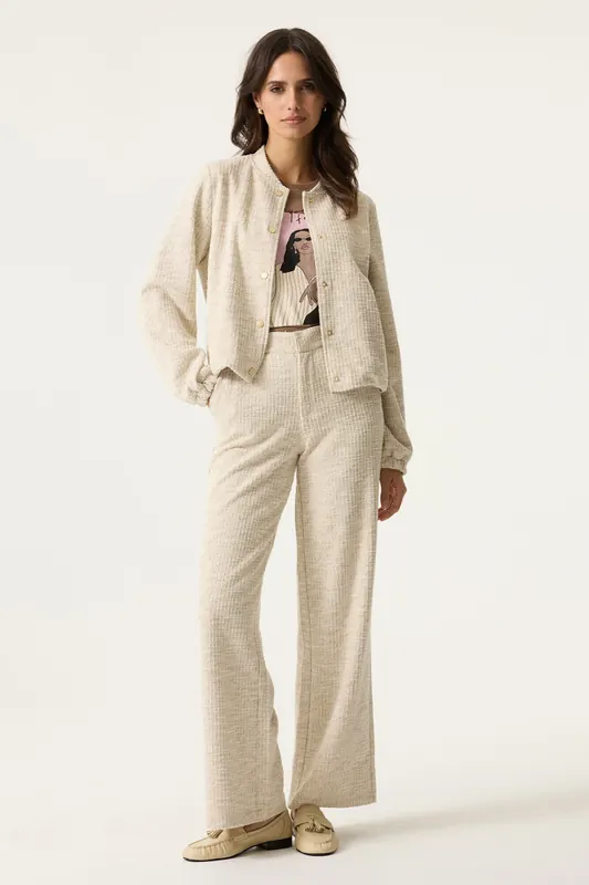 Garcia Ladies Pants Taupe Melee Maat: M | Wijde Broeken Outlet | Dames | Beige
