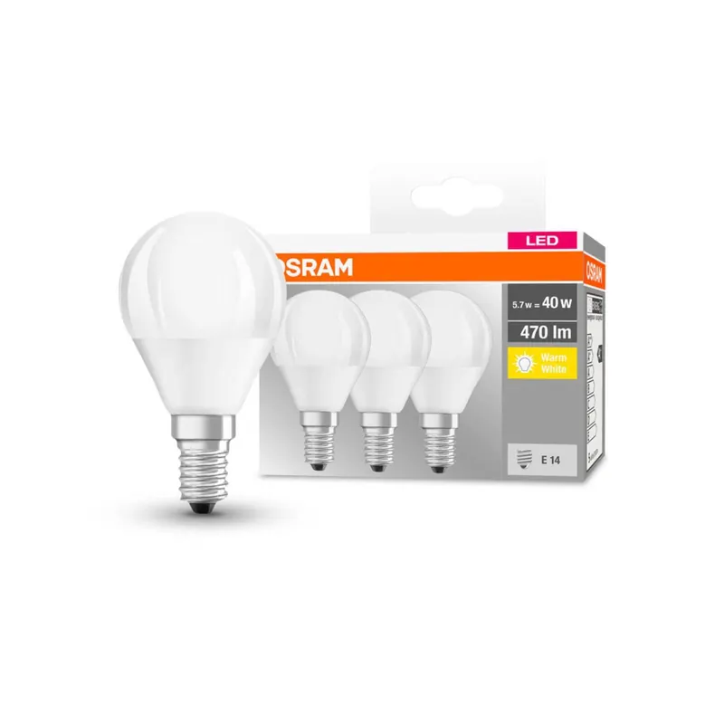 OSRAM kropla LED E14 P40 4,9W 2 700 K 470lm 3 szt.