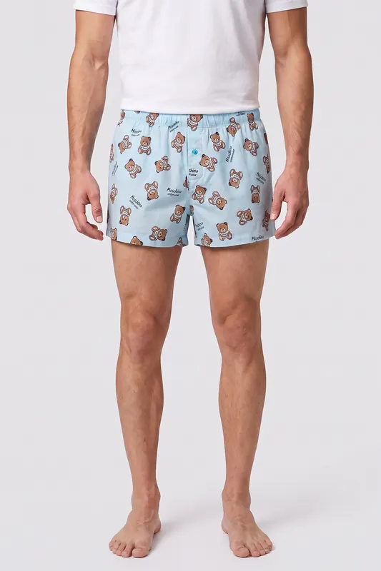 Moschino Woven Boxer Blue Maat: S | Onderbroeken Outlet | Heren | Blauw