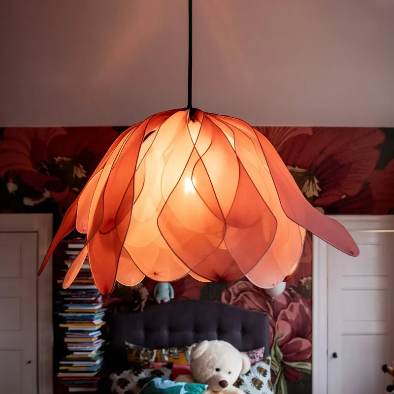 By Rydéns Lampa wisząca Lou Lou, różowa, Ø 80 cm, tkanina