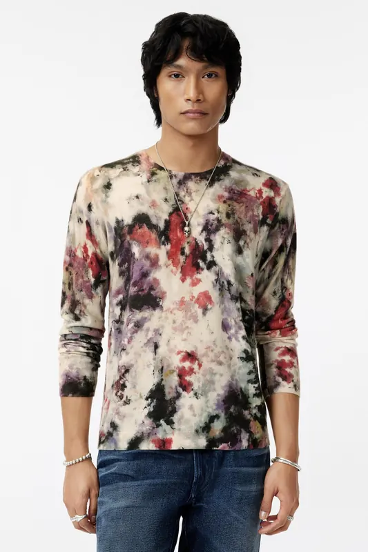 John Varvatos Granado Regular Fit Crewneck With Japane Dry Lavender Maat: XS | Sweaters Outlet | Heren | Zwart