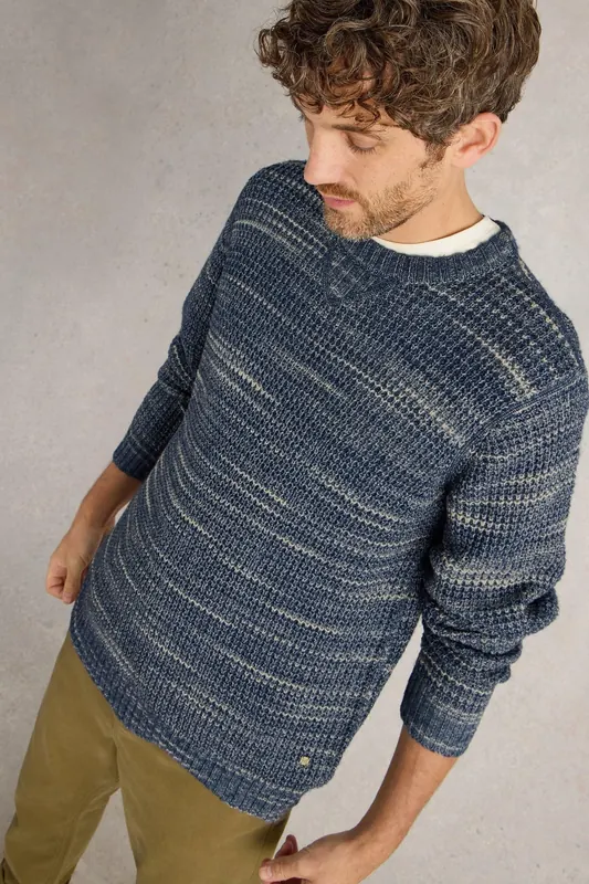 White Stuff Combe Spacedye Jumper Blue Multi Maat: M | Sweaters Outlet | Heren | Blauw
