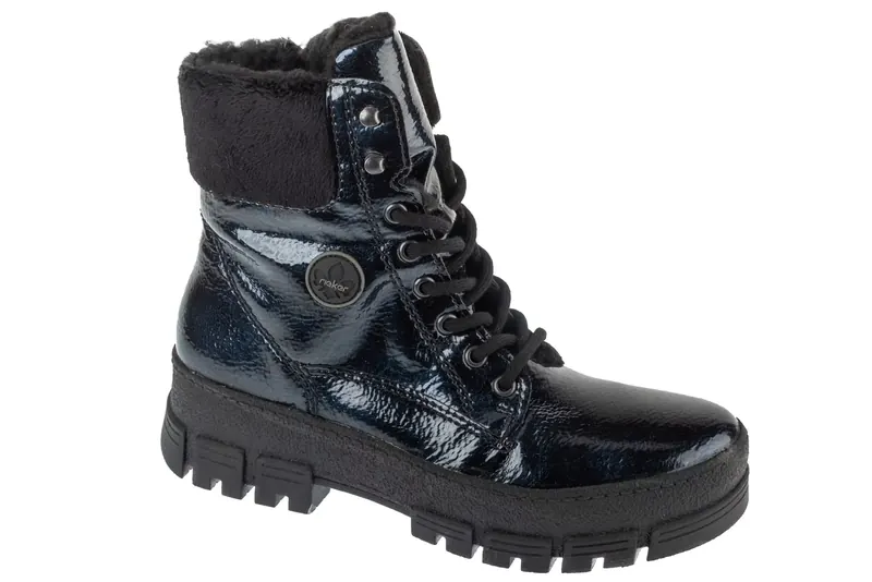 Rieker Booties Y0220-14, Damskie, Granatowe, trzewiki, skóra syntetyczna, rozmiar: 39