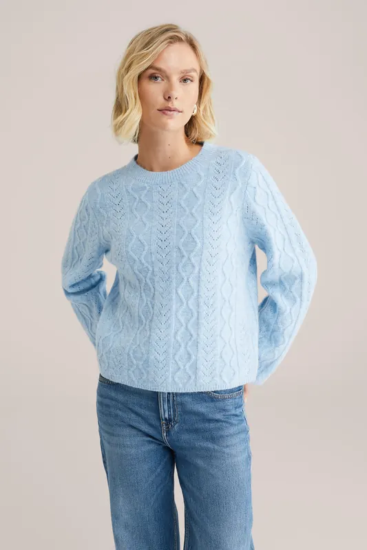 We Fashion Knitted Pullover Light Blue Maat: M | Sweaters Outlet | Dames | Blauw