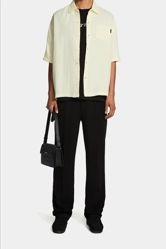 Daily Paper Enzi Seersucker Short Sleeve Shirt Icing Yellow Maat: M | Overhemden Outlet | Unisex | Geel