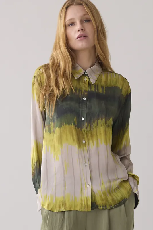 Summum Woman Blouse Tie Dye Stripe Multicolour Maat: 38 | Longsleeves Outlet | Dames | Grijs