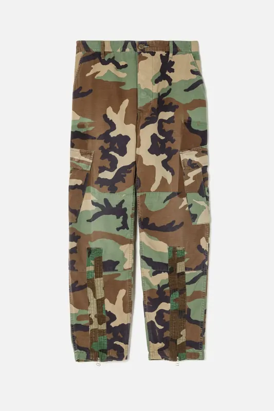 RE/DONE Upcycle Cargo Olive Camo Maat: XS | Cargobroeken Outlet | Dames | Groen