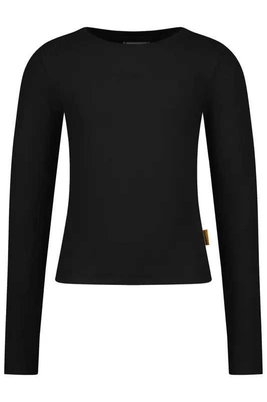 Vingino Girls Basic Rib Top T-shirt Deep Black Maat: 16 | T-Shirts Outlet | kids | Zwart