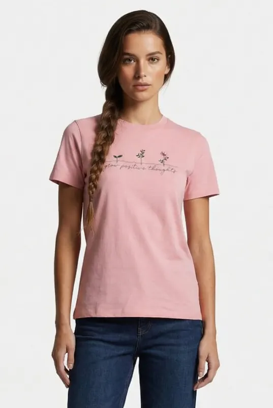 French Connection Grow Tee Washed Pink Maat: L | Tops Outlet | Dames | Roze