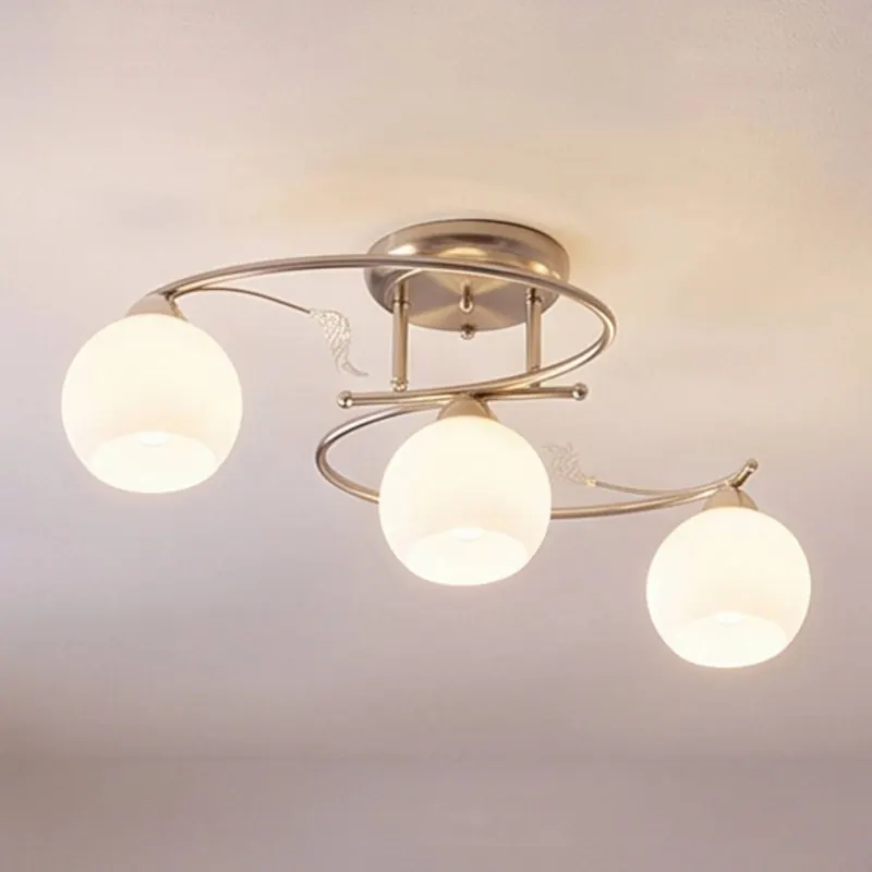 Lindby lampa sufitowa Svean, 3-punktowa, nikiel/biały, szkło, długość 60 cm