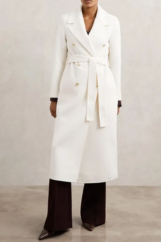 Reiss Db Occasion Blindseam Coat Cream Maat: 14 | Trenchcoats Outlet | Dames | Wit