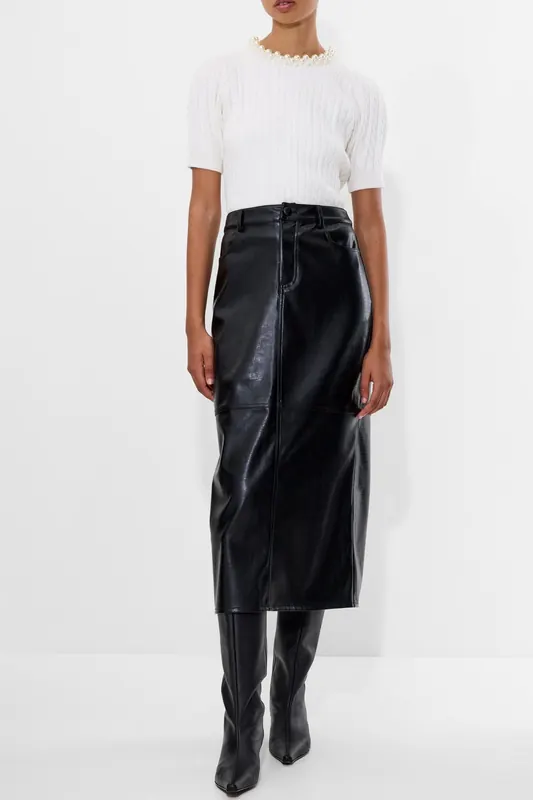 French Connection Brody Croc Printed Skirt Black Maat: 16 | Leren rokken Outlet | Dames | Zwart