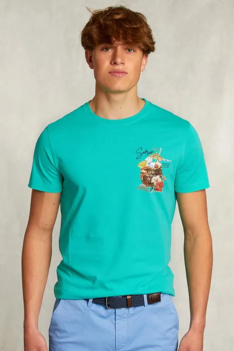 River Woods Normal Fit Basic T-shirt Citrus Mel Green Maat: S | T-shirts met Print Outlet | Heren | Groen