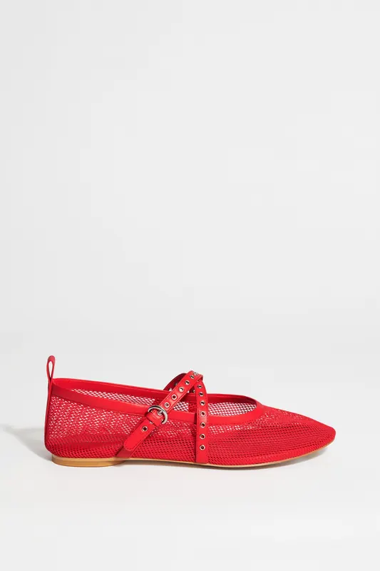 & Other Stories Charly Mesh Ballerina Speed Red Maat: 38 | Ballerina's Outlet | Dames | Rood