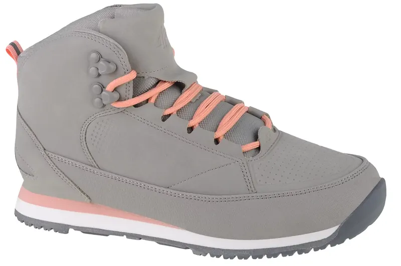 4F Kids Winter Boots 4FJAW22FWINF004-27S, Dla dziewczynki, Szare, buty zimowe, skóra syntetyczna, rozmiar: 38