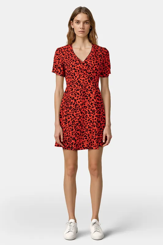 The Kooples Short Sleeve Dress Orange-black Maat: 38 | Mini Jurken Outlet | Dames | Zwart