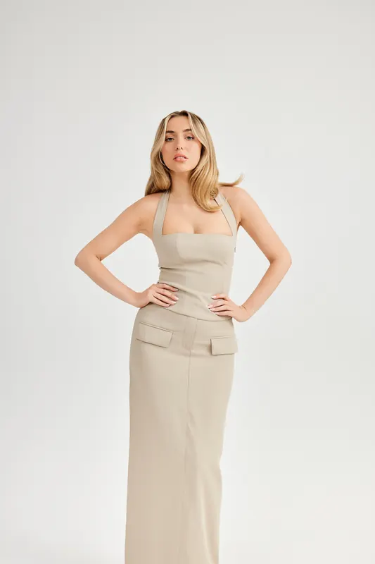 Odd Muse Maxi Skirt Taupe Maat: L | Maxi Rokken Outlet | Dames | Beige