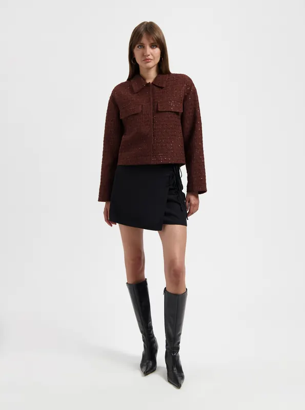 We Are Labels Nous Sommes Labels – Kittie Tweed Jacket Red Maat: M | Korte Jassen Outlet | Dames | Bruin