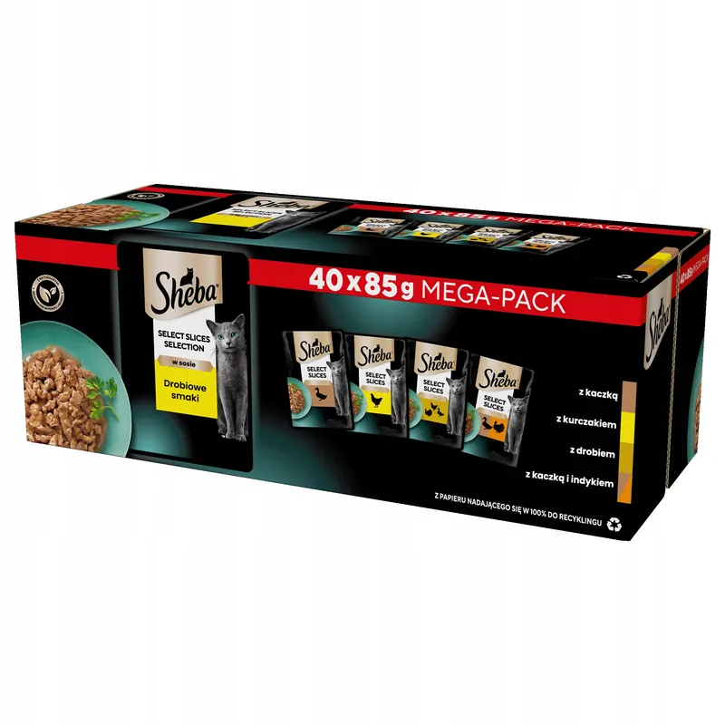Sheba drobiowe smaki mokra karma dla kotów w sosie saszetki 40x85 g