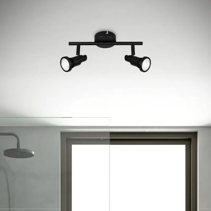 Reflektor sufitowy LED Flamo IP44 2-pkt. czarny