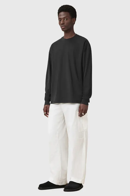 AllSaints Finn Ls Crew Jet Black Maat: XL | Basic T-Shirts Outlet | Heren | Zwart