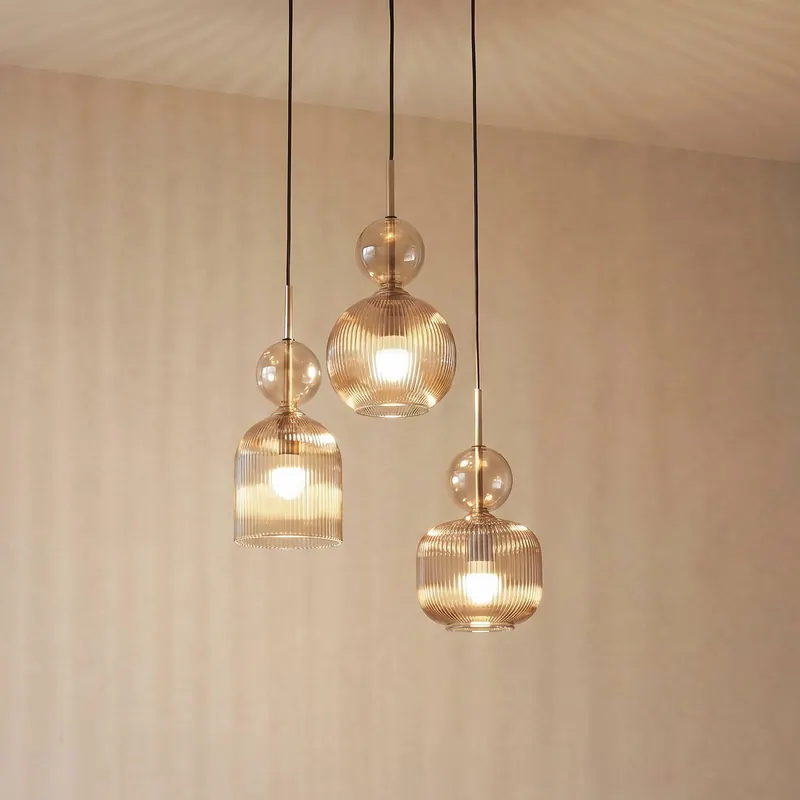 Żyrandol Sophia, 3-punktowy, Ø 41 cm, kolor koniakowy/czarny, E14