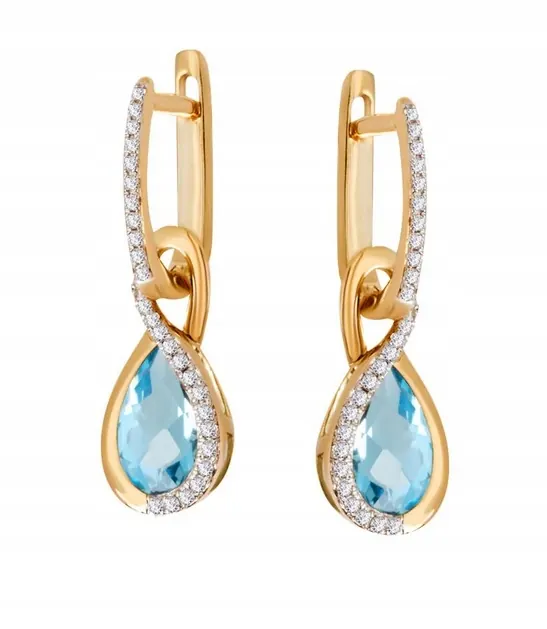 Złote Kolczyki z Topazem Diamentami Verona Jewellery