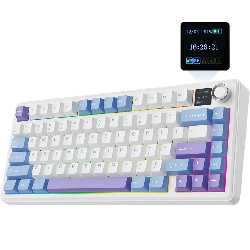 Bezdrôtová mechanická klávesnica Aula F75 Max Tft Screen White Blue
