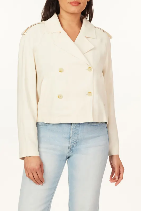 Scotch & Soda Terry And Twill Jacket White Cap Grey Maat: S | Korte Jassen Outlet | Dames | Wit