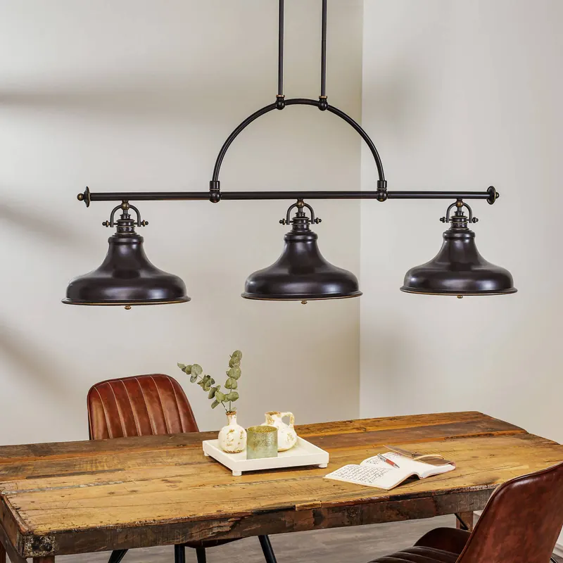 Lampa wisząca Emery styl industrialny brąz 3-pkt.