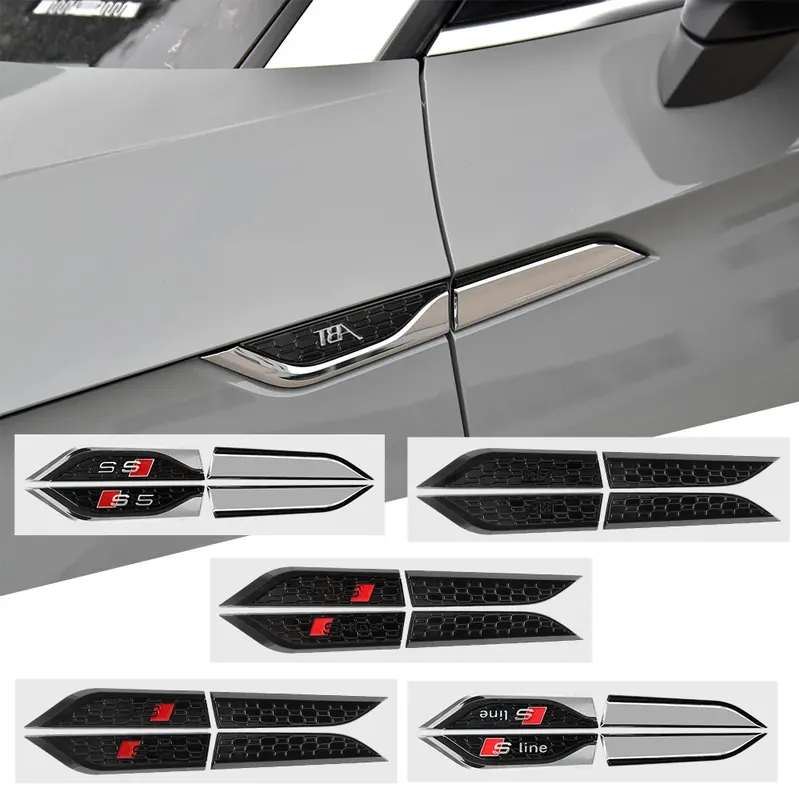 2 szt. ABS Naklejka Emblemat Boczny na Błotnik Samochodowy Akcesoria Auto Do AUDI SLINE S5 RS5 ABT A3 A4 B5 B7 B9 A5 A6 C6 C7 A7 C5