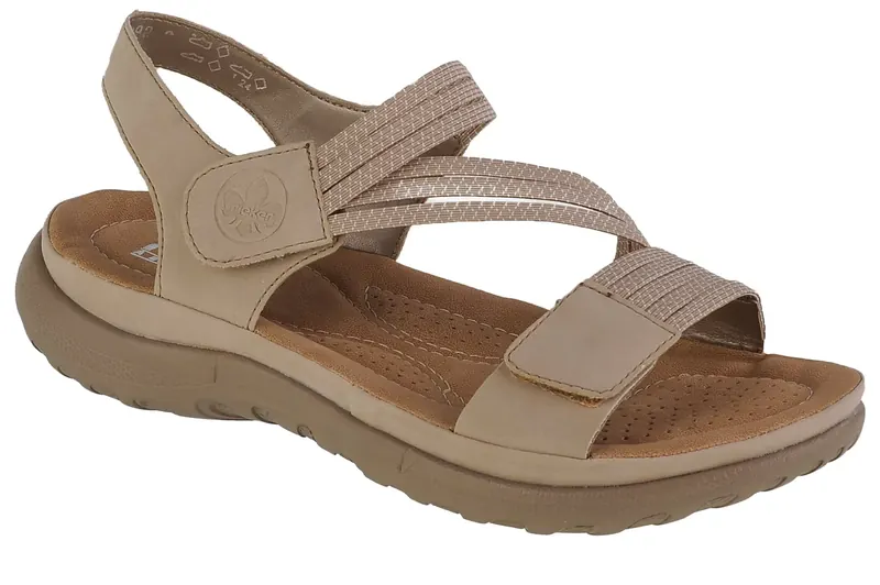 Rieker Sandals 64870-62, Damskie, Beżowe, sandały, skóra syntetyczna, rozmiar: 42