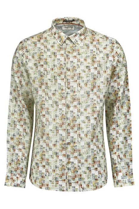 No Excess Shirt Allover Printed With Linen Green Maat: L | Casual Overhemden Outlet | Heren | Ecru