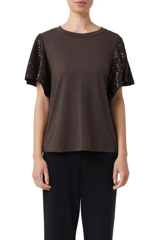 Comma T-shirts Brown Maat: 46 | Tops Outlet | Dames | Bruin