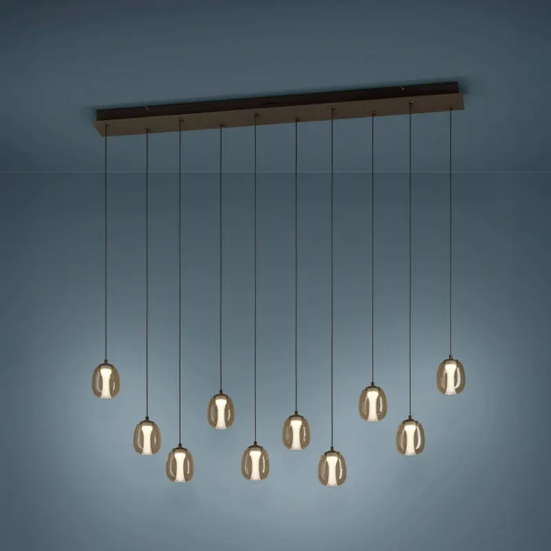 Żyrandol LED Stars of Light FERRO 116 cm, 10-ramienna, brązowo-brązowa