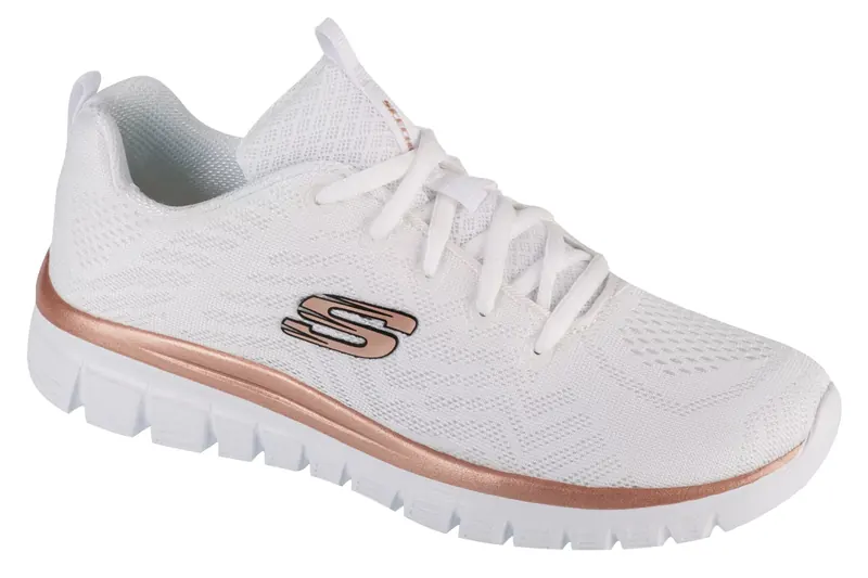 Skechers Graceful - Get Connected 12615-WTRG, Damskie, Białe, buty sneakers, przewiewna siateczka, rozmiar: 37
