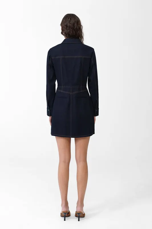 French Connection Yami Raw Wash Denim Dress Raw Indigo Maat: 18 | Mini Jurken Outlet | Dames | Blauw