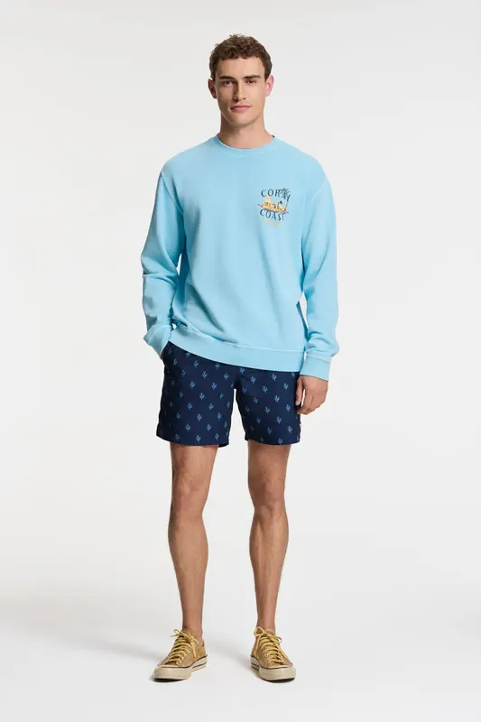 Shiwi Kyle Relaxed Fit Sweat Sketched Island Blue Sky Maat: M | Sweaters Outlet | Heren | Blauw