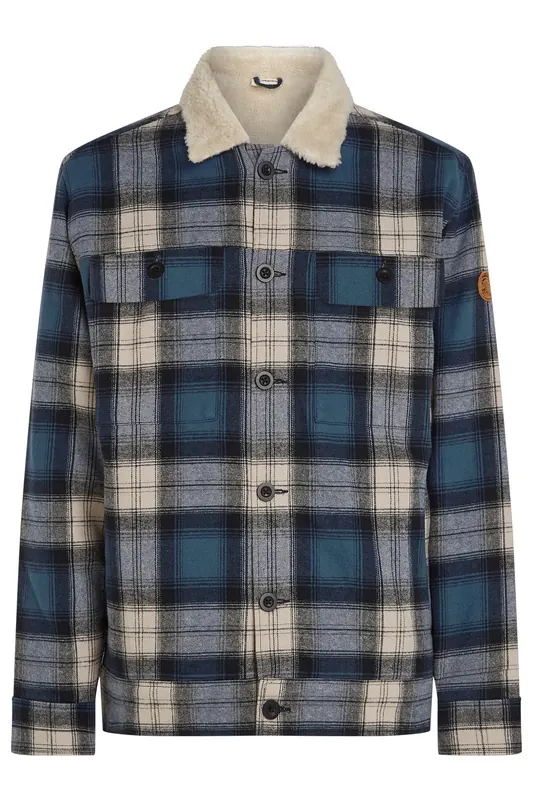 O'Neill O'riginals Fleece Lined Jacket Mozart Blue Check Maat: M | Winterjassen Outlet | Heren | Blauw