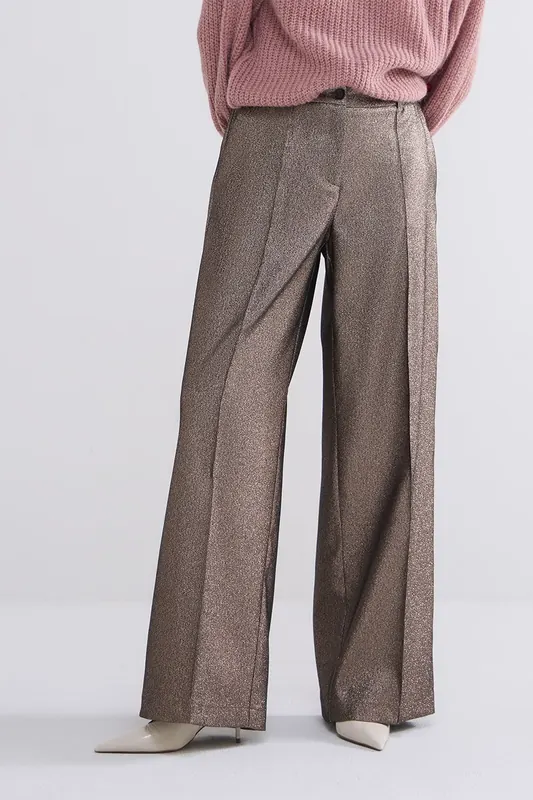 Summum Woman Trousers Glitter Camel Brown Maat: 40 | Pantalons Outlet | Dames | Bruin