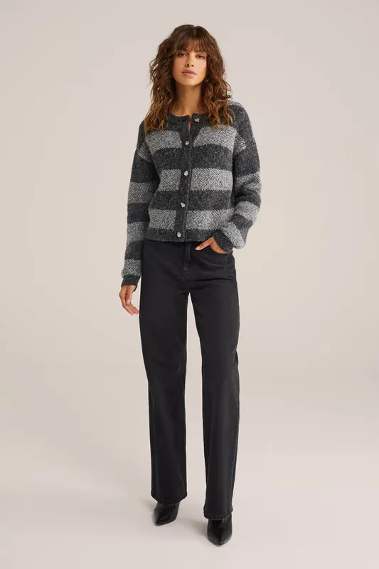 We Fashion Knitted Cardigan Dark Grey Maat: 3XL | Sweaters Outlet | Dames | Grijs