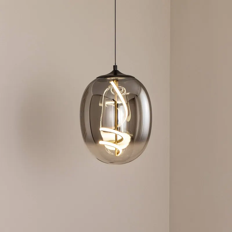 Lampa wisząca LED Lilly, szkło, dymny szary, Ø 28 cm, 4000 K