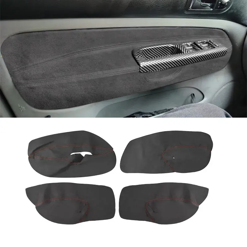 4szt Dla VW Golf 4 MK4 Bora Jetta 1998 1999 2000 2001 2002 2003 2004 2005 Tylko 4-drzwiowy podłokietnik samochodowy Panel zamszowy Skórzane wykończenie