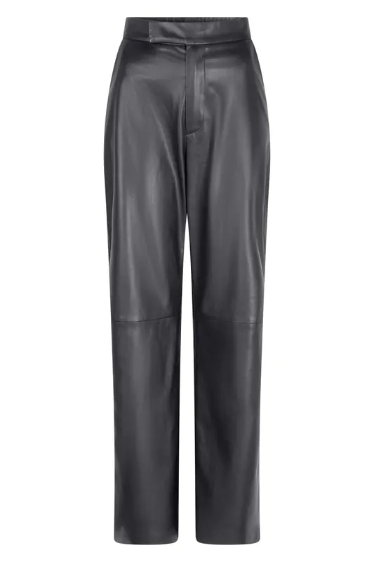 EsQualo Trousers Wide Vegan Leather Grey Maat: 36 | Pantalons Outlet | Dames | Zwart