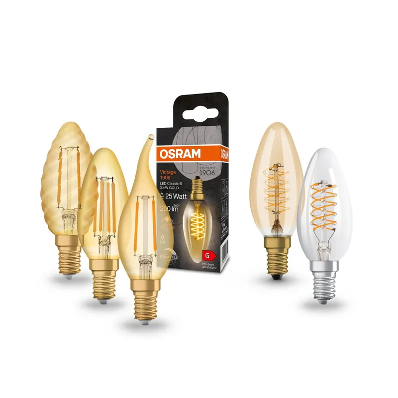 OSRAM żarówka filament świeca Vintage 1906, E14 Filament 4W 824 złota