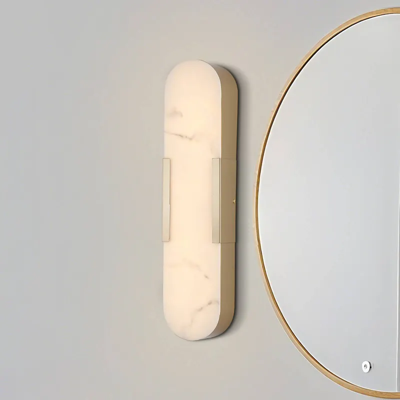 Kinkiet LED do łazienki Opaline, wysokość 50 cm, kolor złoty, metal/żywica