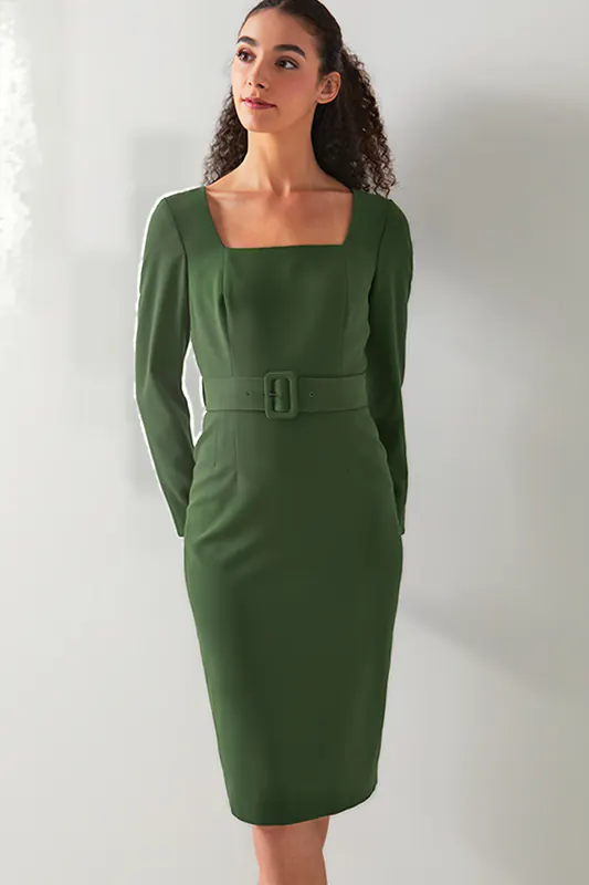 LK Bennett Carringto Midi Dress Forest Maat: 34 | Midi Jurken Outlet | Dames | Groen