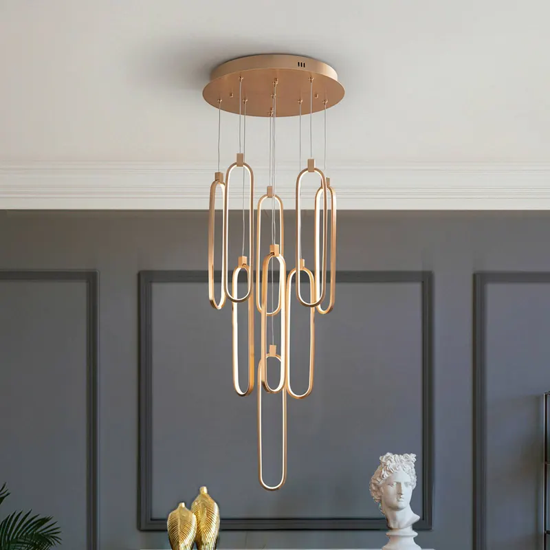 Lampa wisząca LED Colette, 9-punktowa, okrągła, różowe złoto