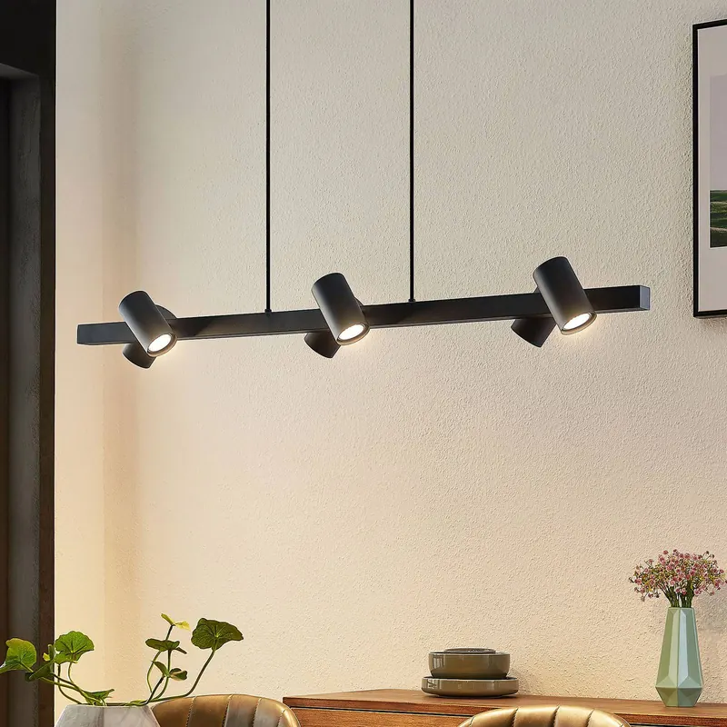 Lampa wisząca Lindby Savoli, 116 cm, czarna, 6-punktowa, stalowa